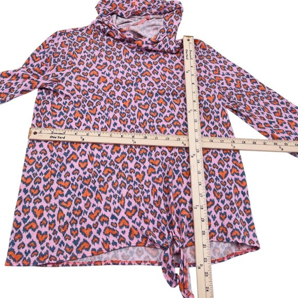 Lands End XL Womens Cowl Neck Leopard Print Top Pink/Orange - Picture 3 of 5